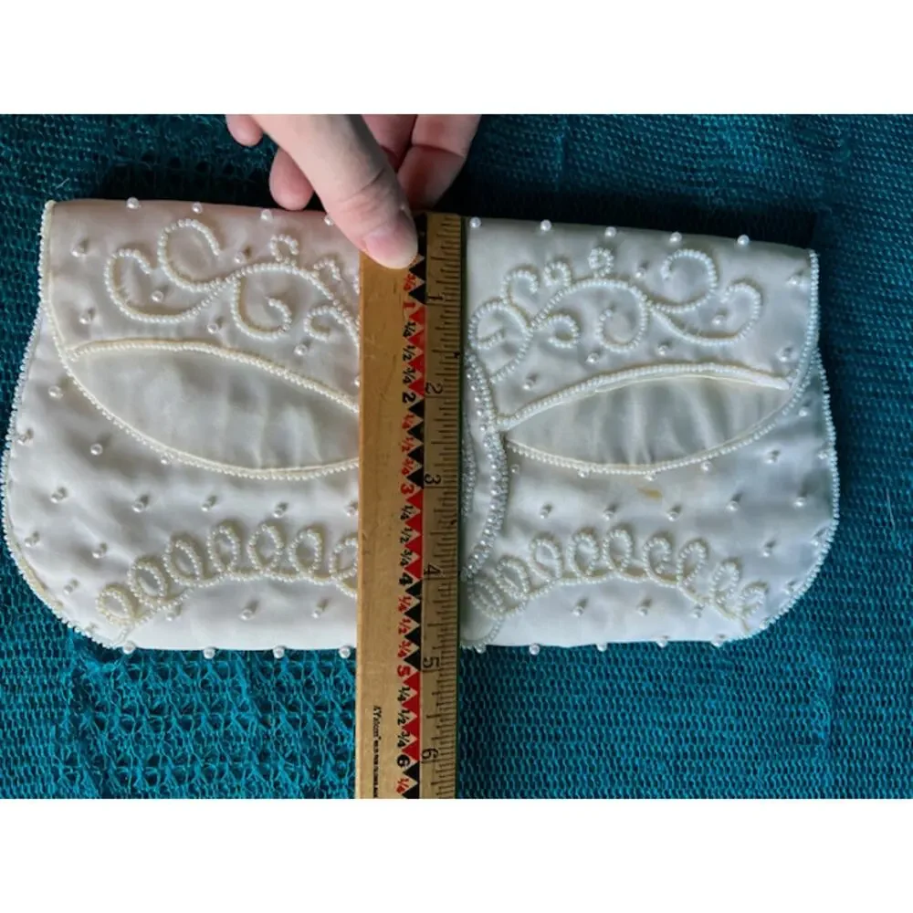 beaded clutch beaded cream bridal